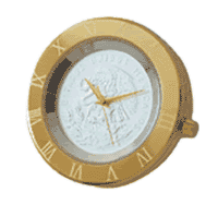 Desk Clock gold case, silver medallion - Coat of A