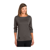 Ladies 3/4 Sleeve Boatneck Shirt - Charcoal - DISCONTINUED